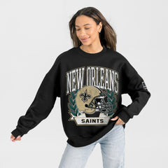 Gameday Couture Women's Oversized Victory Lane Black Label Premium Fleece Sweatshirt - New Orleans Saints
