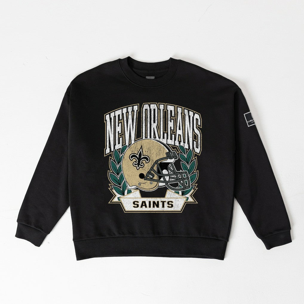 Gameday Couture Women's Oversized Victory Lane Black Label Premium Fleece Sweatshirt - New Orleans Saints