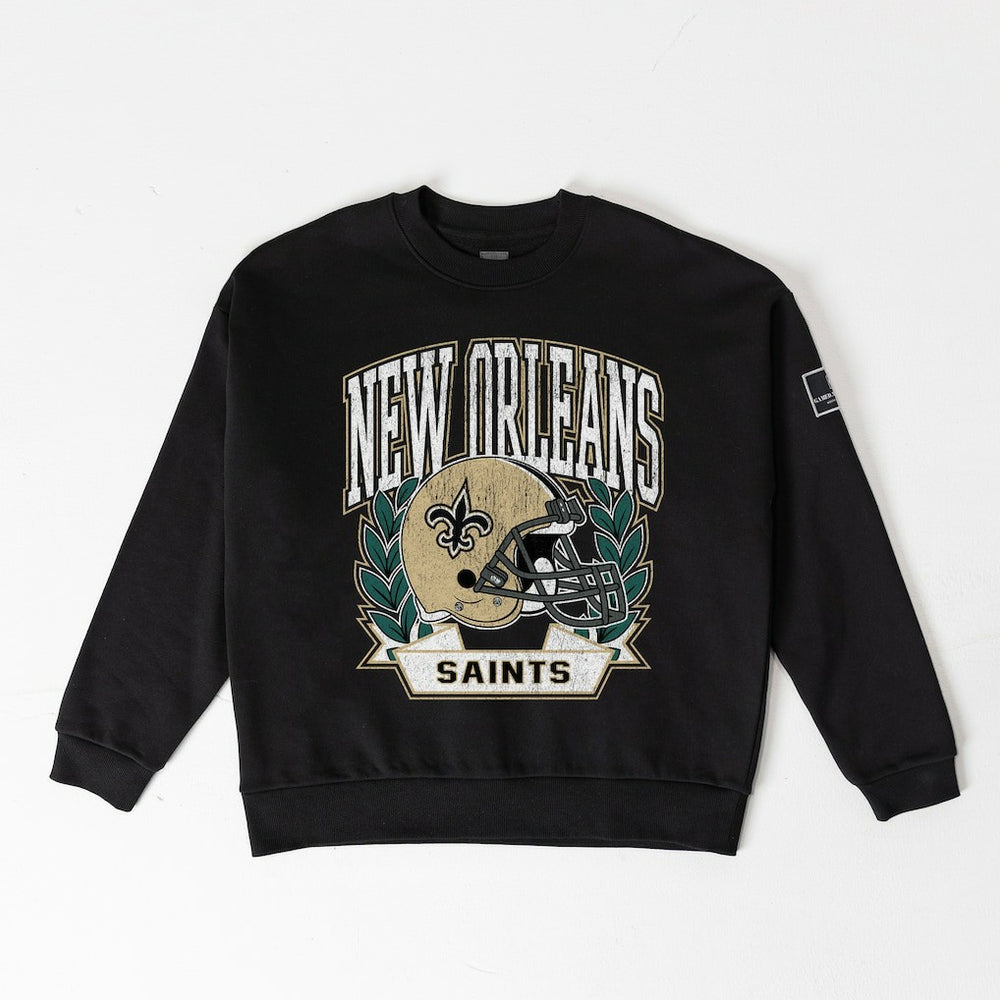 Gameday Couture Women's Oversized Victory Lane Black Label Premium Fleece Sweatshirt - New Orleans Saints