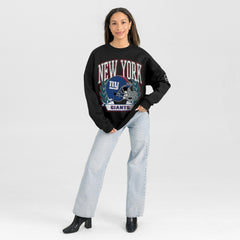 Gameday Couture Women's Oversized Victory Lane Black Label Premium Fleece Sweatshirt - New York Giants
