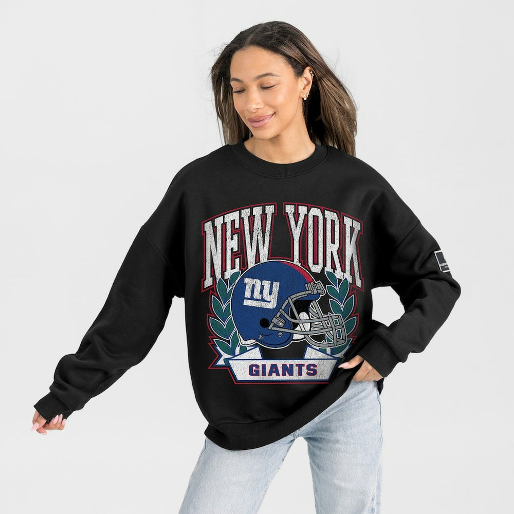 Gameday Couture Women's Oversized Victory Lane Black Label Premium Fleece Sweatshirt - New York Giants