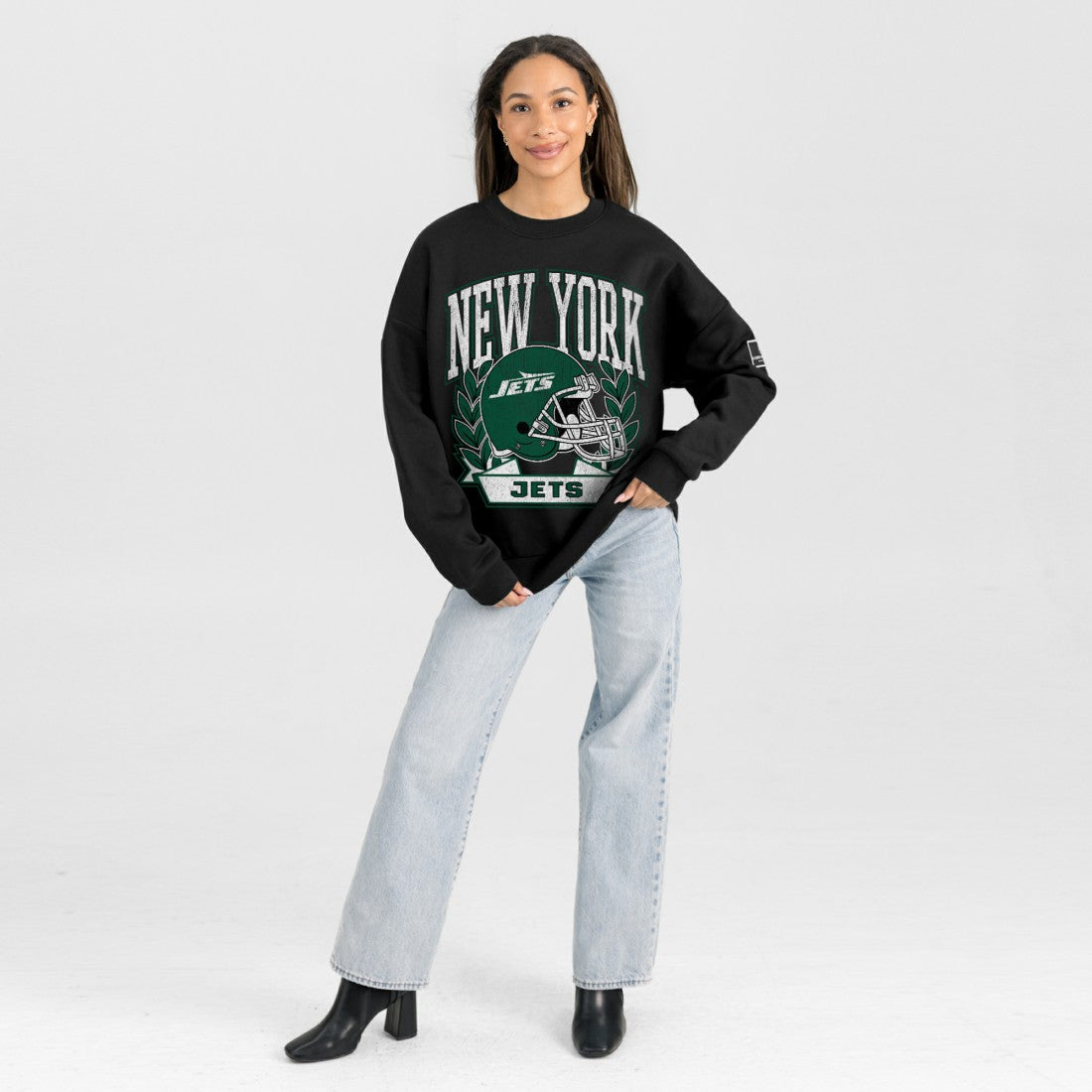 Gameday Couture Women's Oversized Victory Lane Black Label Premium Fleece Sweatshirt - New York Jets