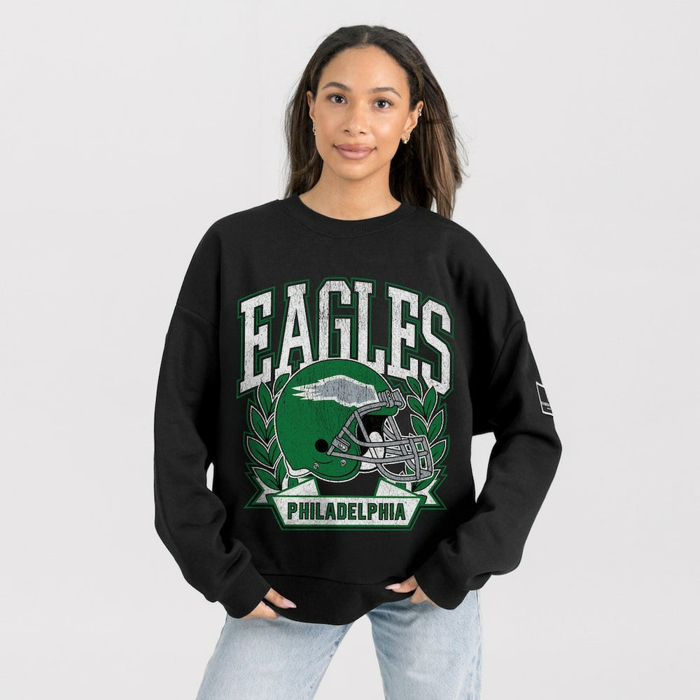 Gameday Couture Women's Oversized Victory Lane Black Label Premium Fleece Sweatshirt - Philadelphia Eagles