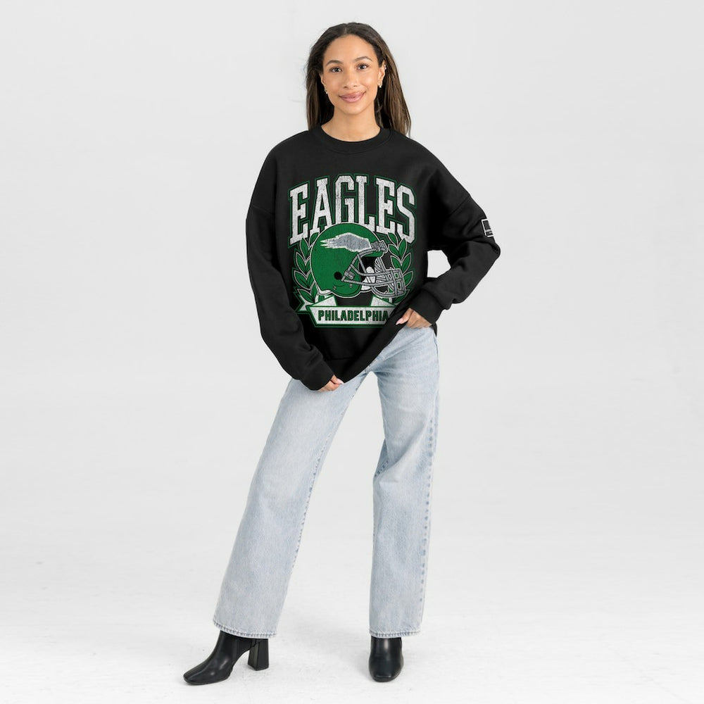 Gameday Couture Women's Oversized Victory Lane Black Label Premium Fleece Sweatshirt - Philadelphia Eagles