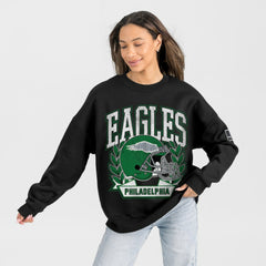 Gameday Couture Women's Oversized Victory Lane Black Label Premium Fleece Sweatshirt - Philadelphia Eagles