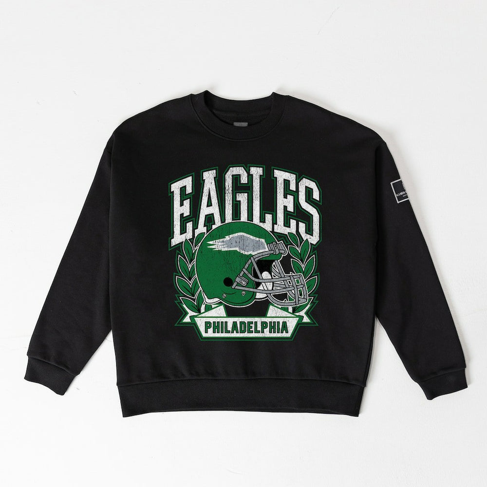 Gameday Couture Women's Oversized Victory Lane Black Label Premium Fleece Sweatshirt - Philadelphia Eagles