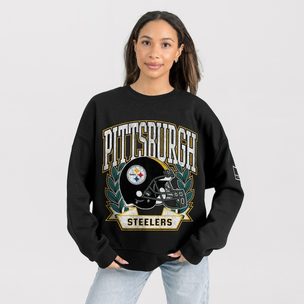 Gameday Couture Women's Oversized Victory Lane Black Label Premium Fleece Sweatshirt - Pittsburgh Steelers