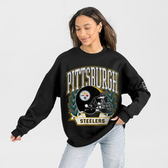 Gameday Couture Women's Oversized Victory Lane Black Label Premium Fleece Sweatshirt - Pittsburgh Steelers