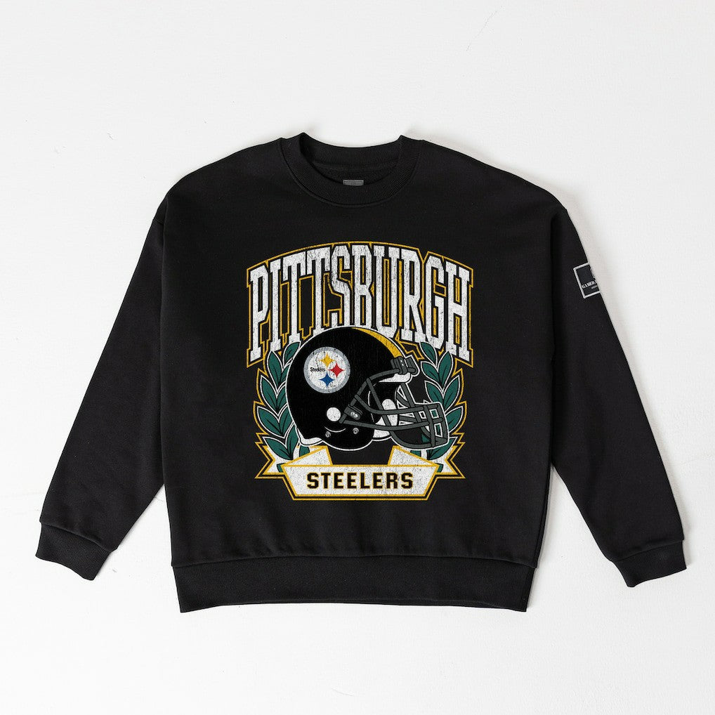 Gameday Couture Women's Oversized Victory Lane Black Label Premium Fleece Sweatshirt - Pittsburgh Steelers