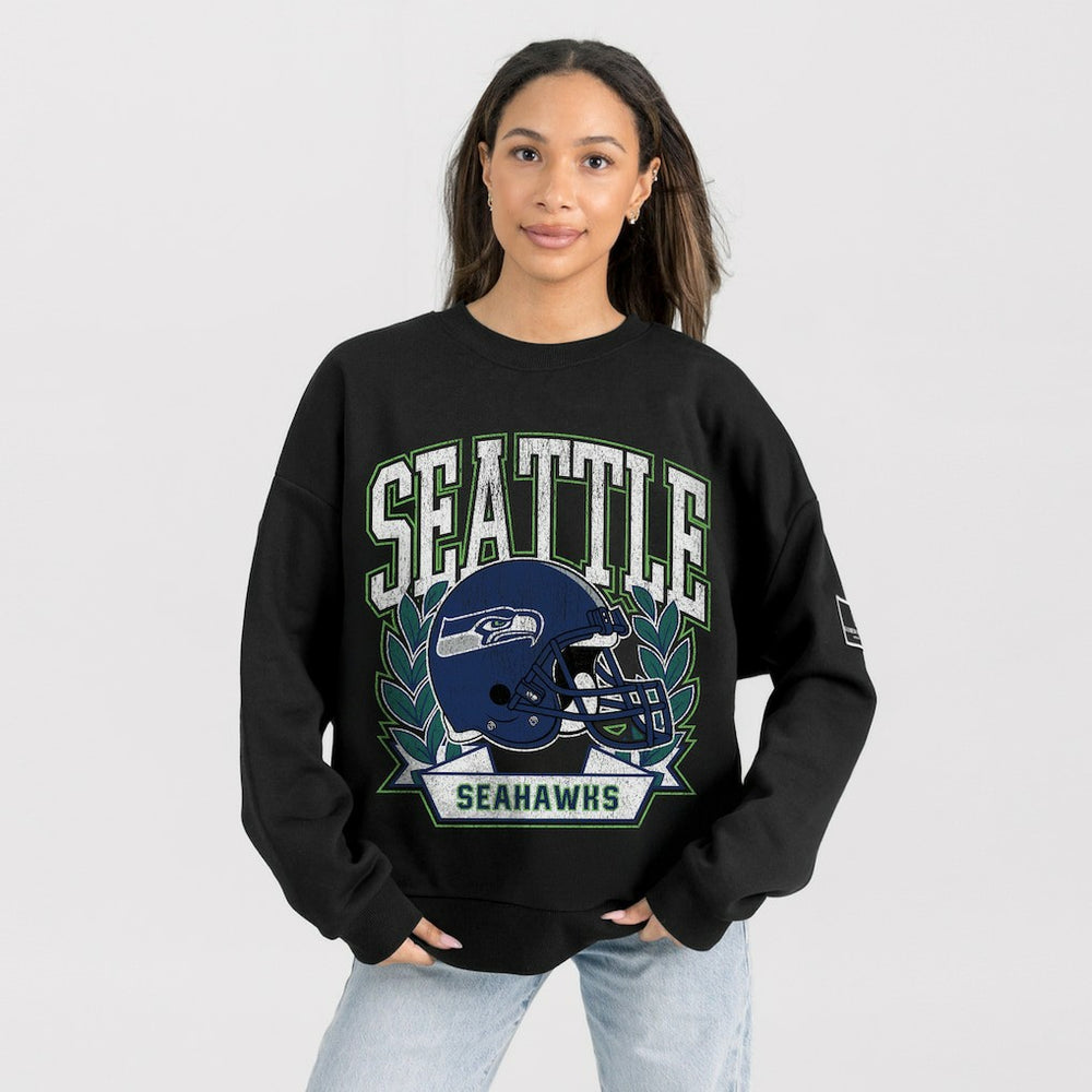 Gameday Couture Women's Oversized Victory Lane Black Label Premium Fleece Sweatshirt - Seattle Seahawks