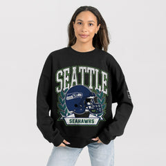 Gameday Couture Women's Oversized Victory Lane Black Label Premium Fleece Sweatshirt - Seattle Seahawks