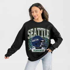 Gameday Couture Women's Oversized Victory Lane Black Label Premium Fleece Sweatshirt - Seattle Seahawks