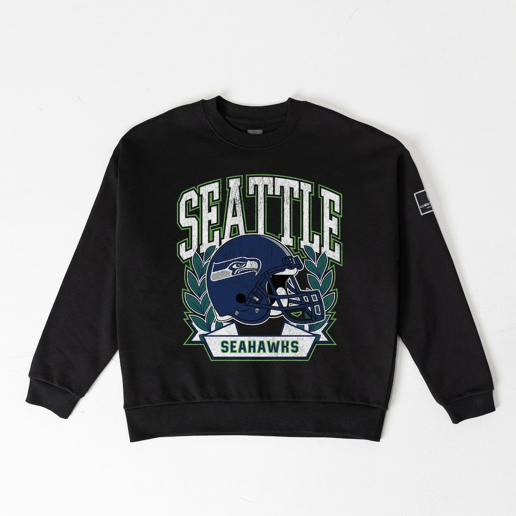 Gameday Couture Women's Oversized Victory Lane Black Label Premium Fleece Sweatshirt - Seattle Seahawks