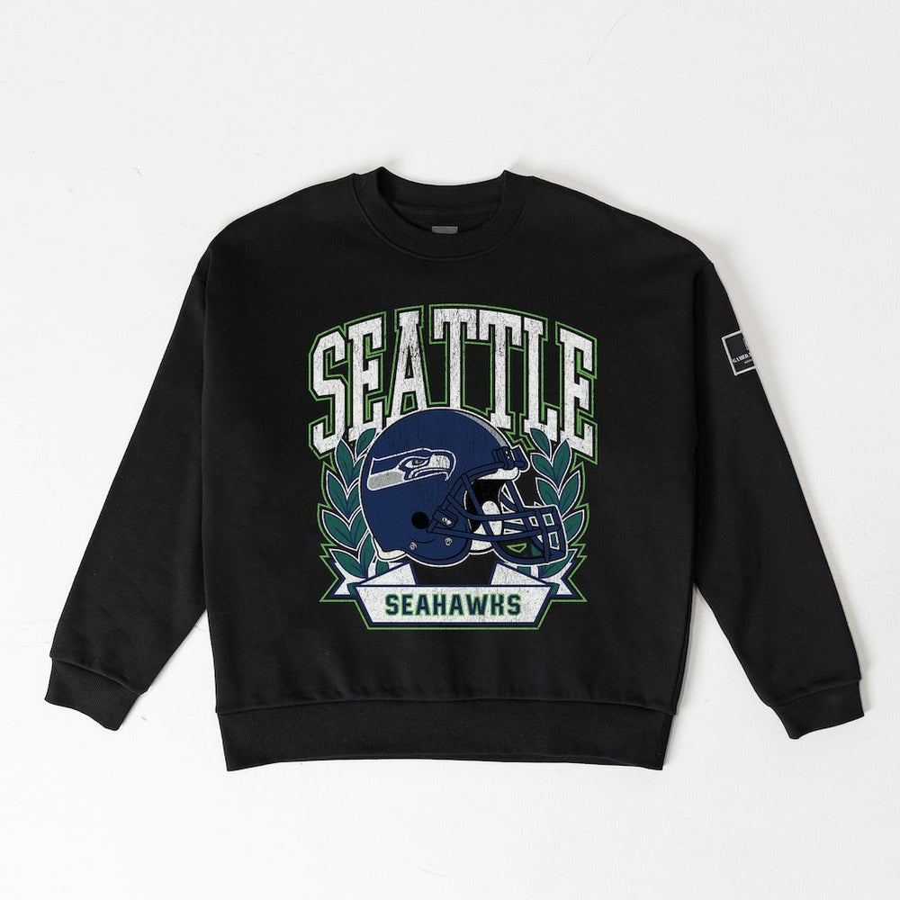 Gameday Couture Women's Oversized Victory Lane Black Label Premium Fleece Sweatshirt - Seattle Seahawks