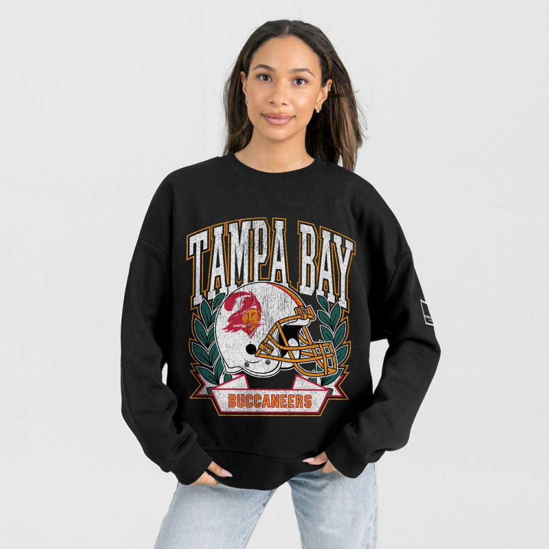 Gameday Couture Women's Oversized Victory Lane Black Label Premium Fleece Sweatshirt - Tampa Bay Buccaneers