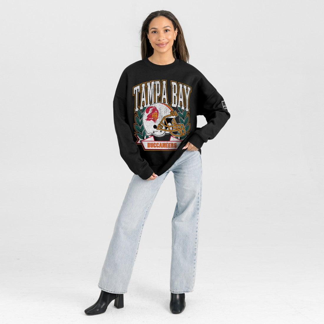 Gameday Couture Women's Oversized Victory Lane Black Label Premium Fleece Sweatshirt - Tampa Bay Buccaneers