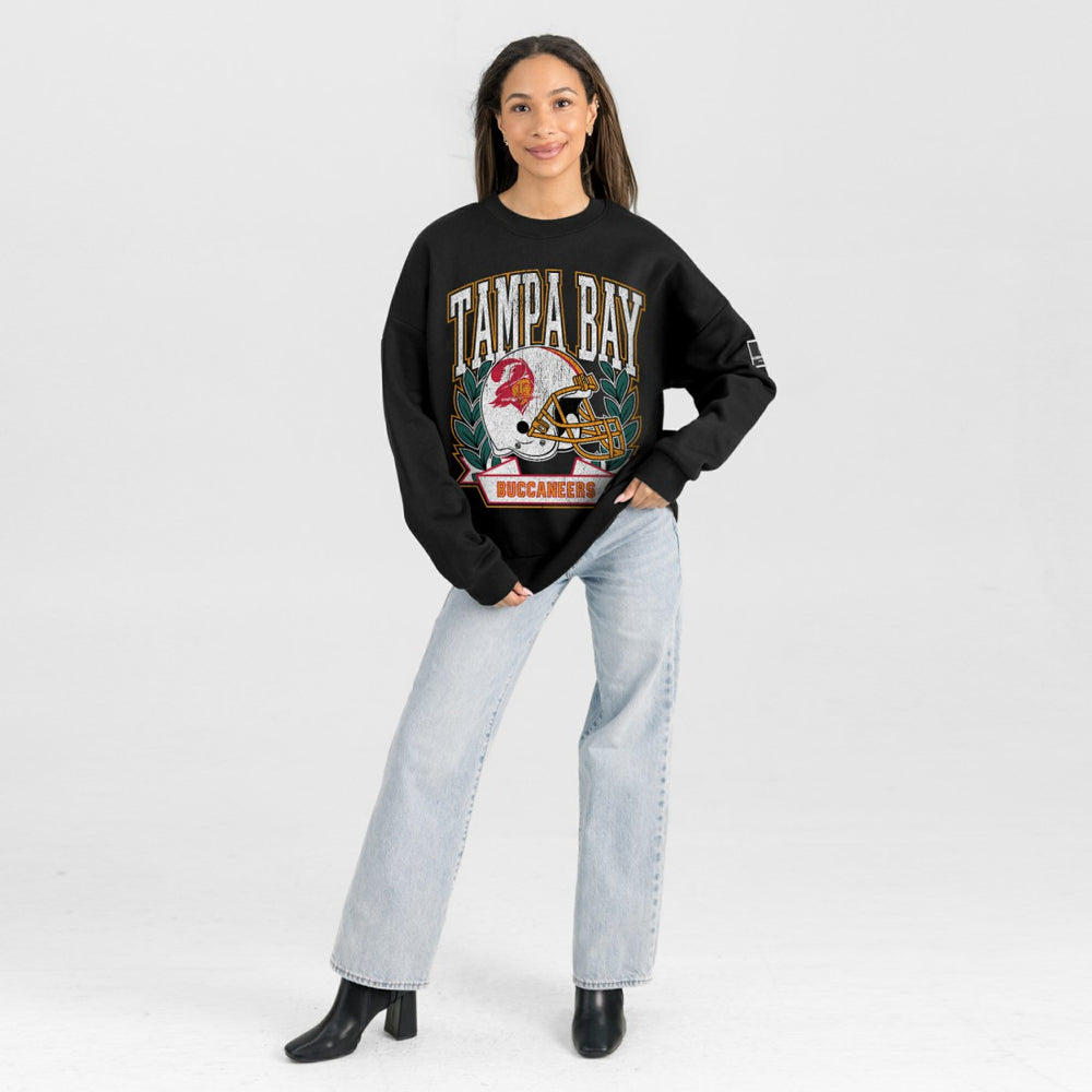 Gameday Couture Women's Oversized Victory Lane Black Label Premium Fleece Sweatshirt - Tampa Bay Buccaneers