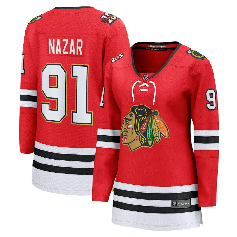 NHL Red Frank Nazar Chicago Blackhawks Fanatics Women's Centennial Breakaway Player Jersey