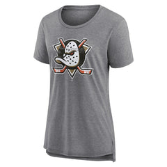 NHL Gray Anaheim Ducks Women's Heritage Custom Tri-Blend T-Shirt