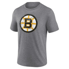 NHL Gray Boston Bruins Heritage Custom Tri-Blend T-Shirt