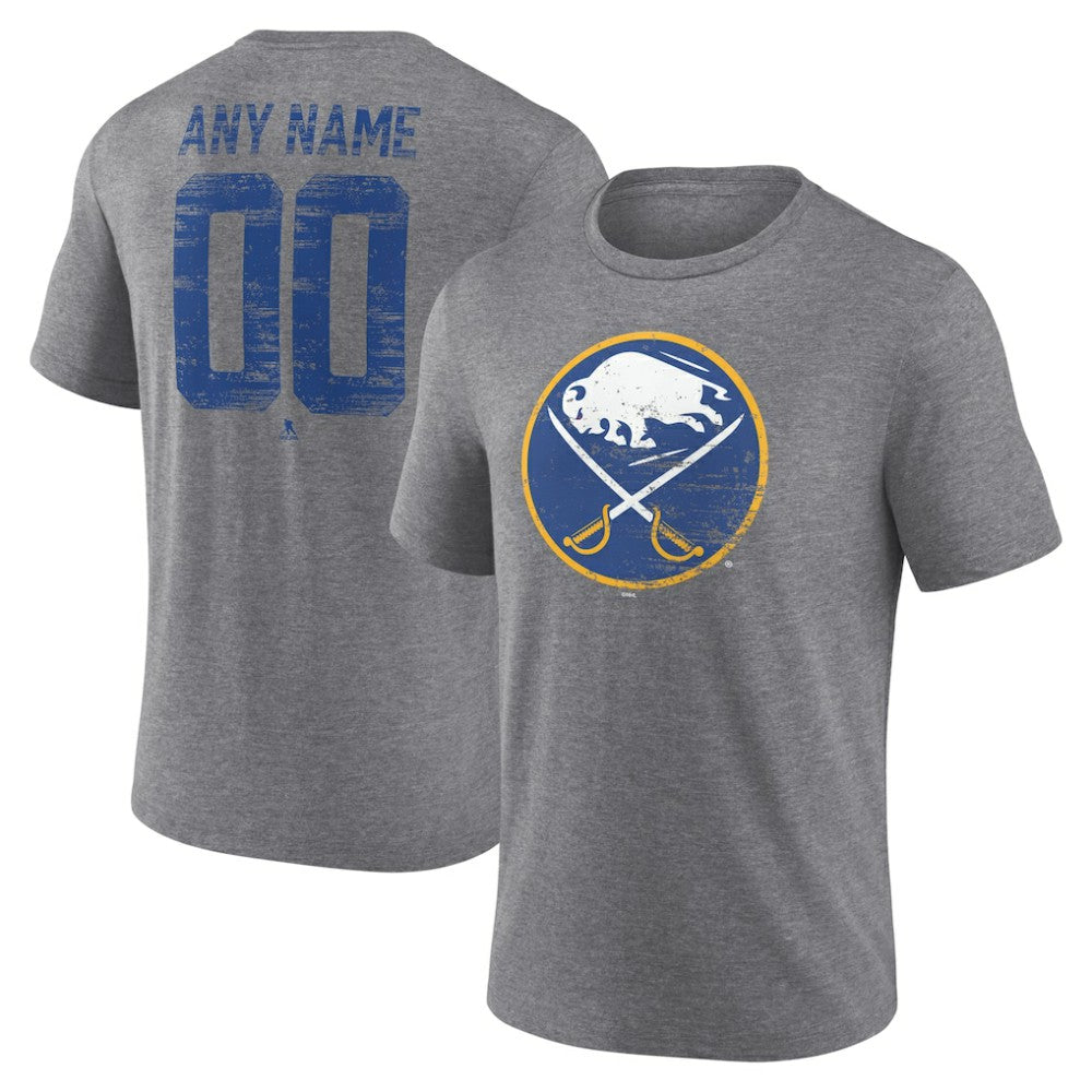 NHL Gray Buffalo Sabres Heritage Custom Tri-Blend T-Shirt