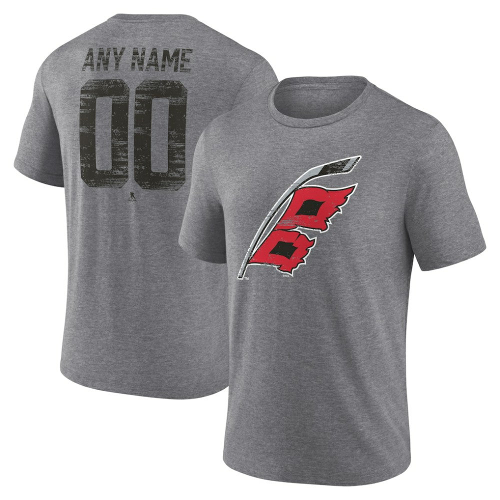 NHL Gray Carolina Hurricanes Heritage Custom Tri-Blend T-Shirt
