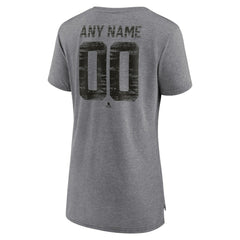 NHL Gray Chicago Blackhawks Women's Heritage Custom Tri-Blend T-Shirt