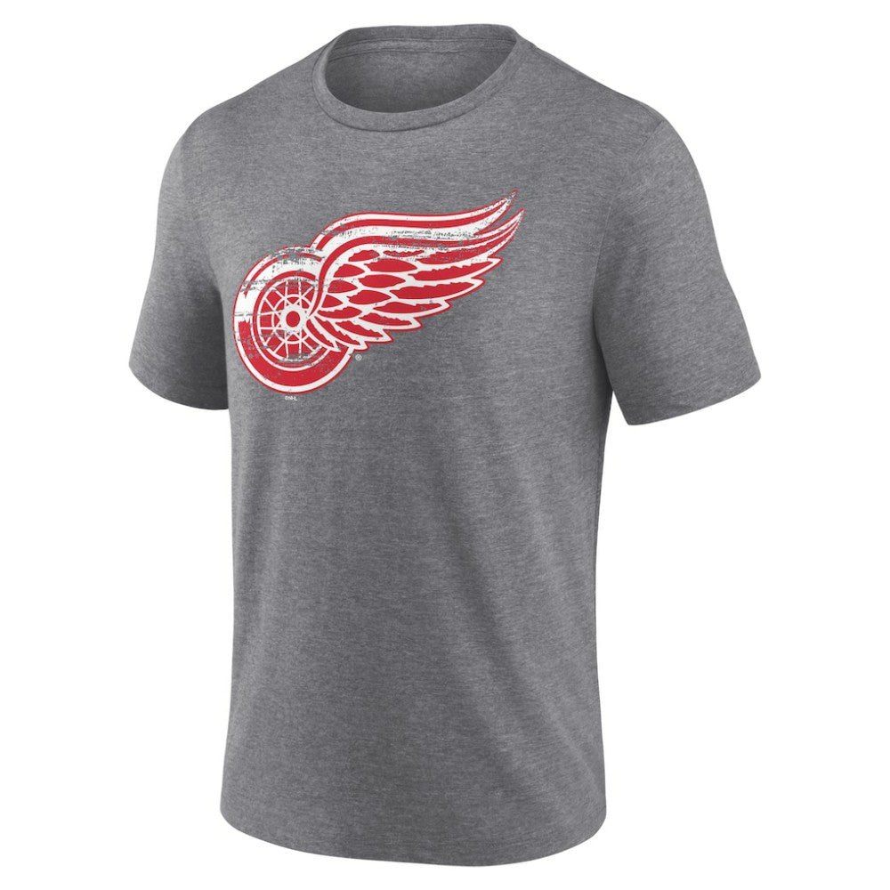 NHL Gray Detroit Red Wings Heritage Custom Tri-Blend T-Shirt