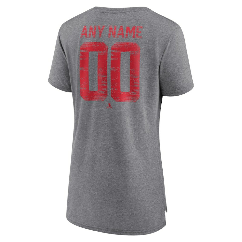 NHL Gray Detroit Red Wings Women's Heritage Custom Tri-Blend T-Shirt