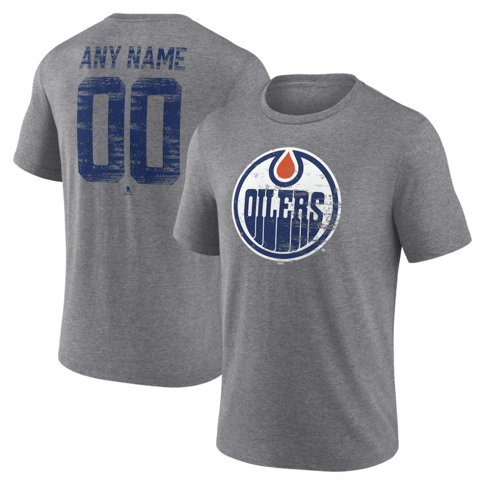 NHL Gray Edmonton Oilers Heritage Custom Tri-Blend T-Shirt
