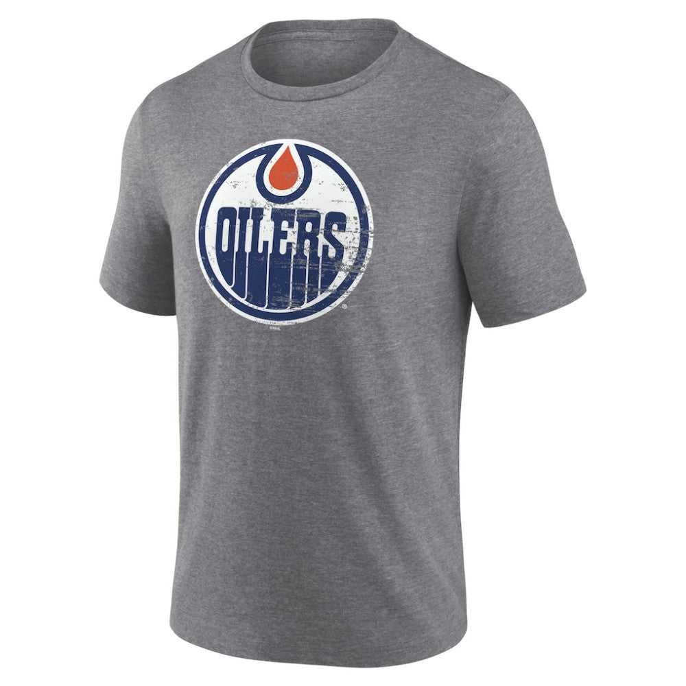 NHL Gray Edmonton Oilers Heritage Custom Tri-Blend T-Shirt