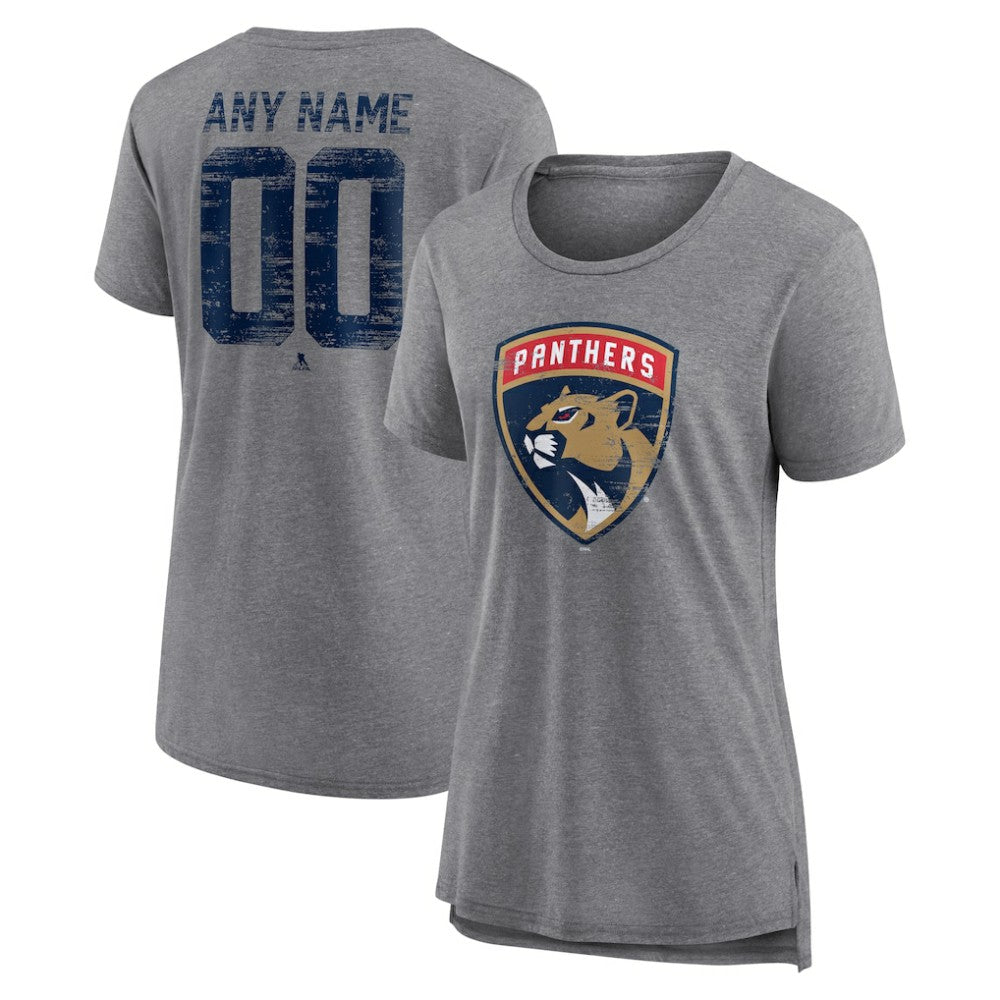 NHL Gray Florida Panthers Women's Heritage Custom Tri-Blend T-Shirt