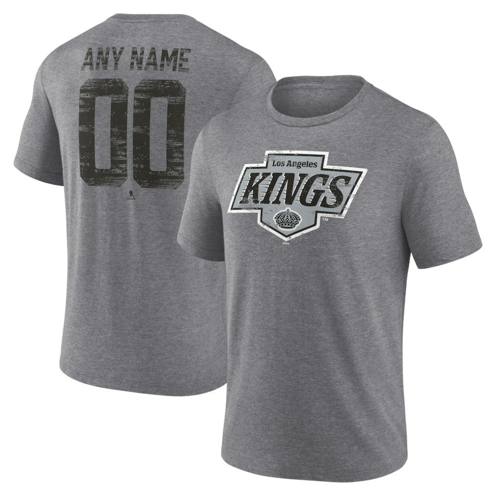 NHL Gray Los Angeles Kings Heritage Custom Tri-Blend T-Shirt