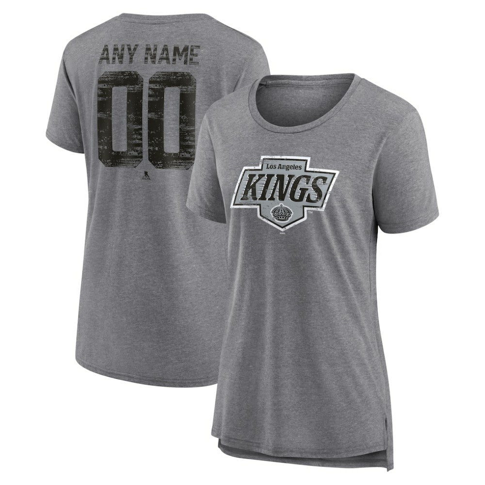NHL Gray Los Angeles Kings Women's Heritage Custom Tri-Blend T-Shirt