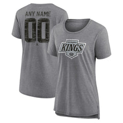 NHL Gray Los Angeles Kings Women's Heritage Custom Tri-Blend T-Shirt
