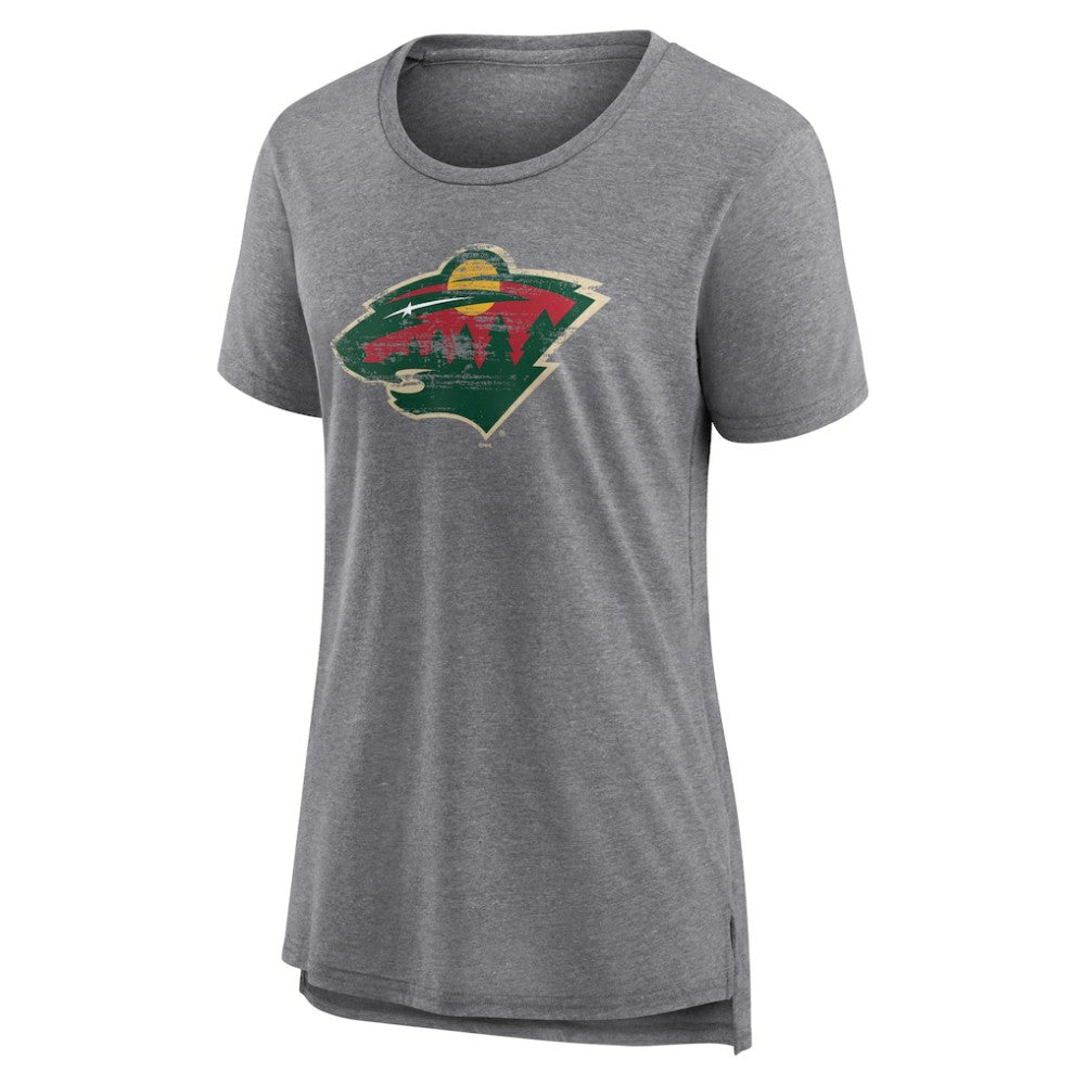 NHL Gray Minnesota Wild Women's Heritage Custom Tri-Blend T-Shirt