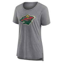 NHL Gray Minnesota Wild Women's Heritage Custom Tri-Blend T-Shirt