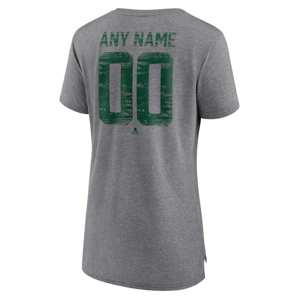NHL Gray Minnesota Wild Women's Heritage Custom Tri-Blend T-Shirt