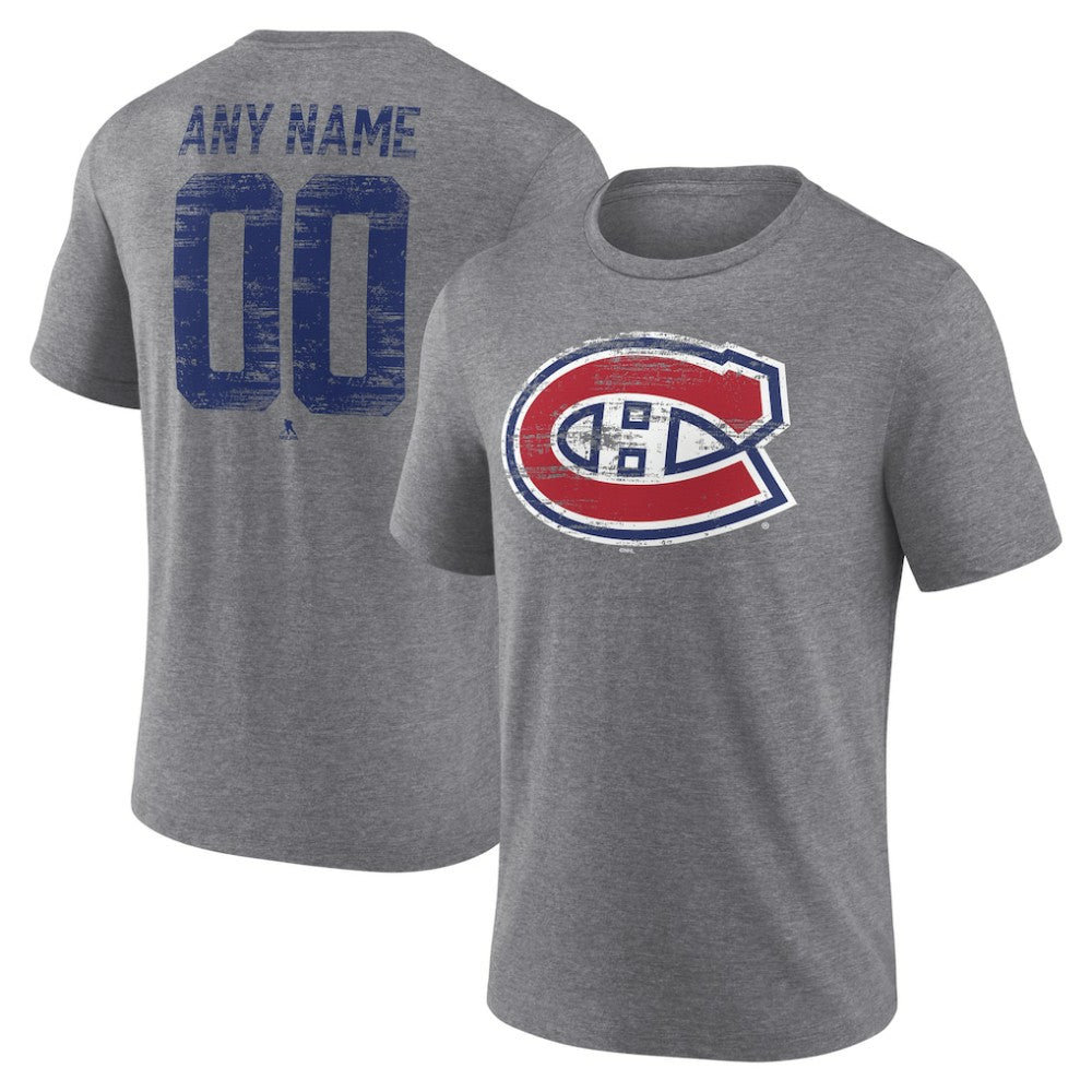 NHL Gray Montreal Canadiens Heritage Custom Tri-Blend T-Shirt