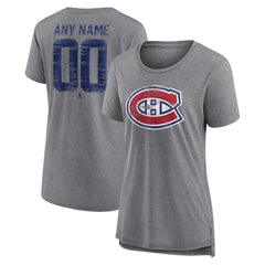 NHL Gray Montreal Canadiens Women's Heritage Custom Tri-Blend T-Shirt