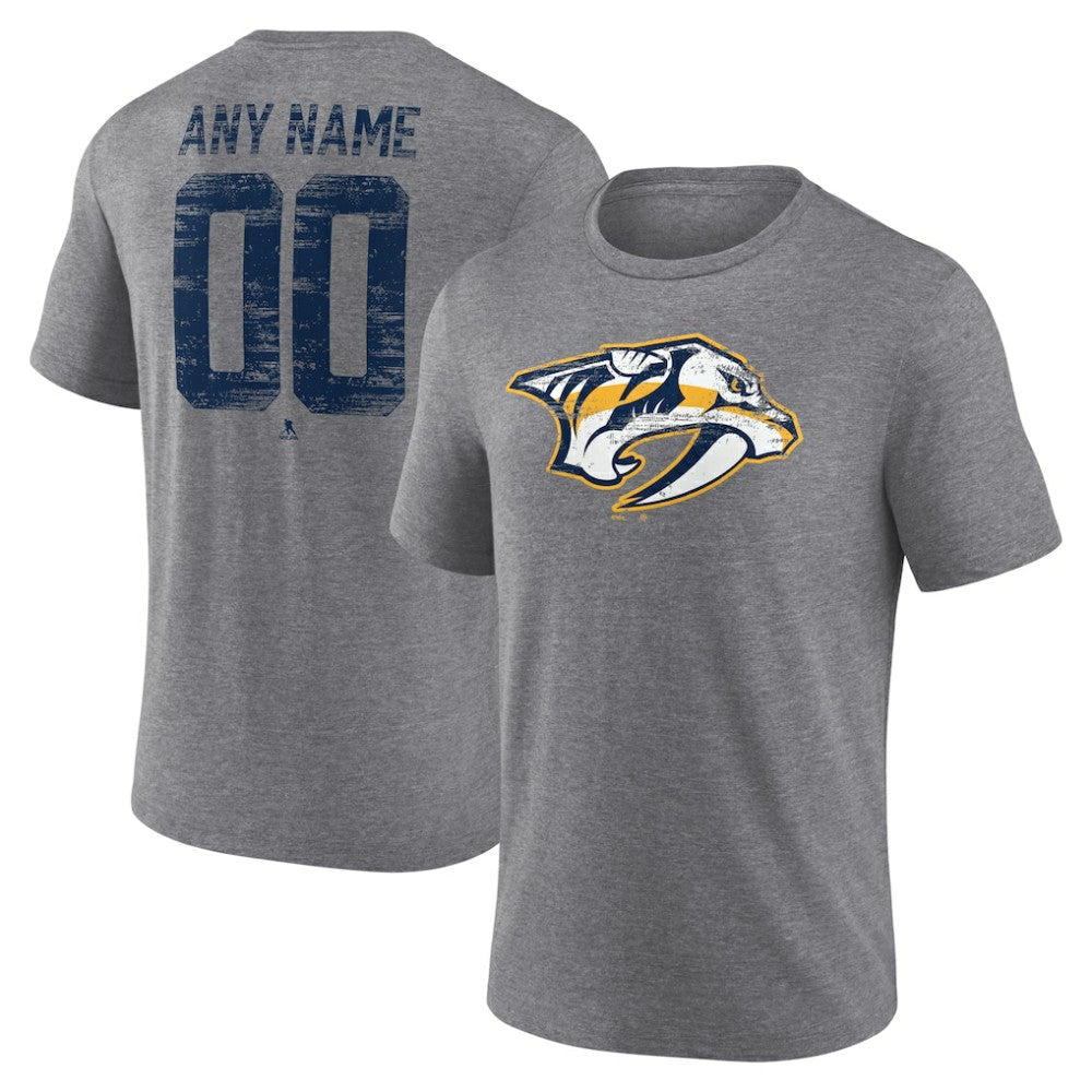 NHL Gray Nashville Predators Heritage Custom Tri-Blend T-Shirt