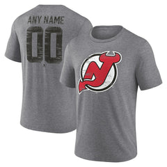 NHL Gray New Jersey Devils Heritage Custom Tri-Blend T-Shirt