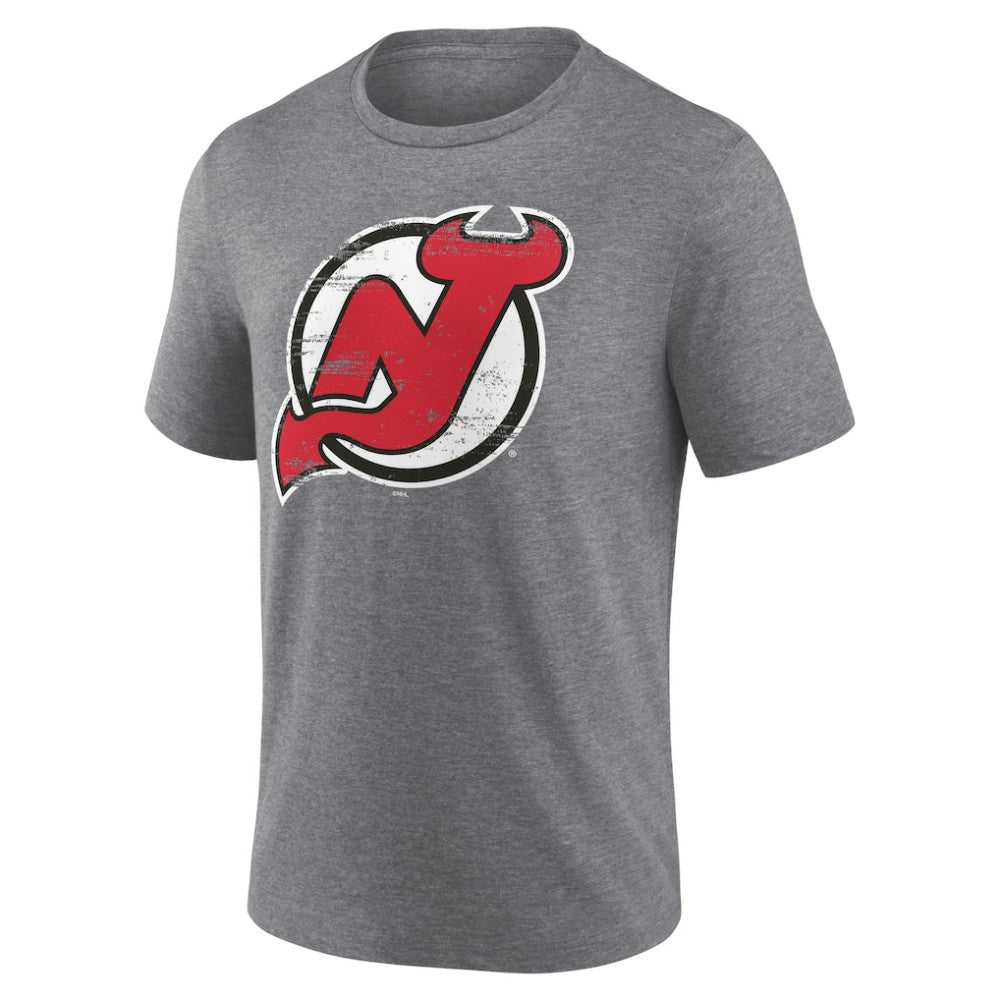 NHL Gray New Jersey Devils Heritage Custom Tri-Blend T-Shirt
