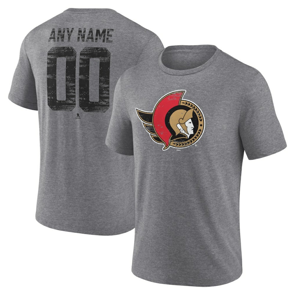 NHL Gray Ottawa Senators Heritage Custom Tri-Blend T-Shirt