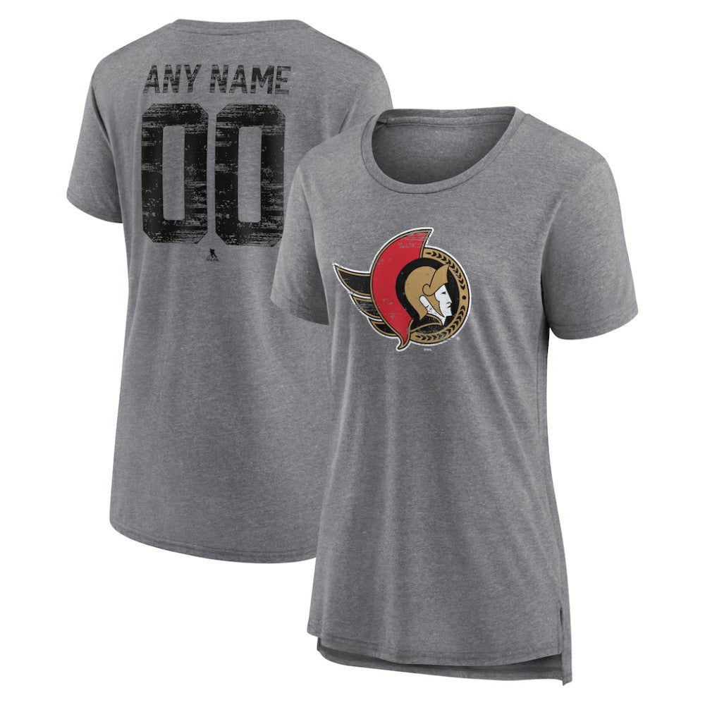 NHL Gray Ottawa Senators Women's Heritage Custom Tri-Blend T-Shirt