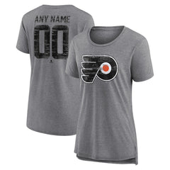 NHL Gray Philadelphia Flyers Women's Heritage Custom Tri-Blend T-Shirt