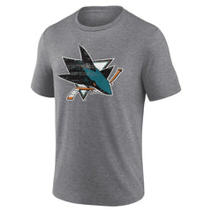 NHL Gray San Jose Sharks Heritage Custom Tri-Blend T-Shirt