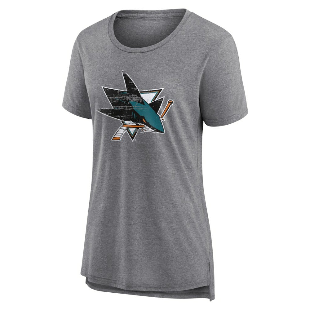 NHL Gray San Jose Sharks Women's Heritage Custom Tri-Blend T-Shirt
