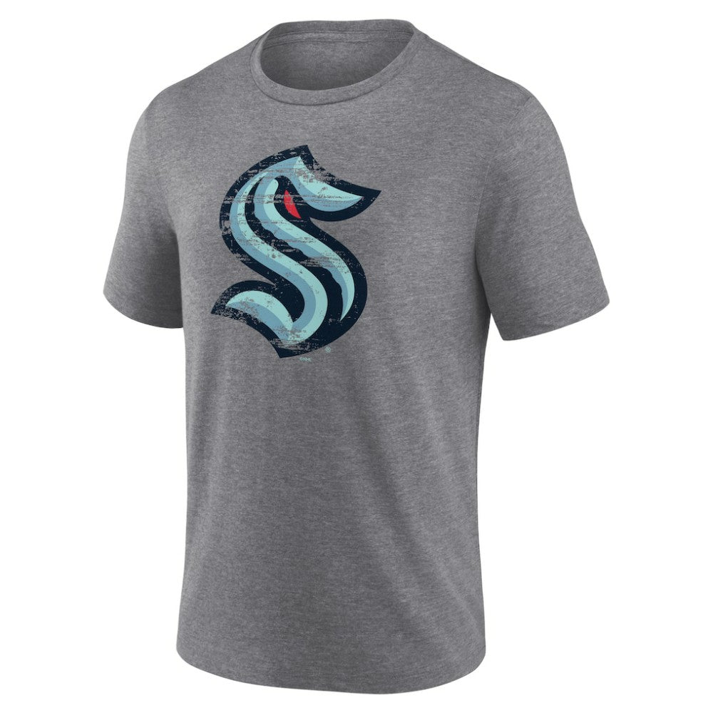 NHL Gray Seattle Kraken Heritage Custom Tri-Blend T-Shirt