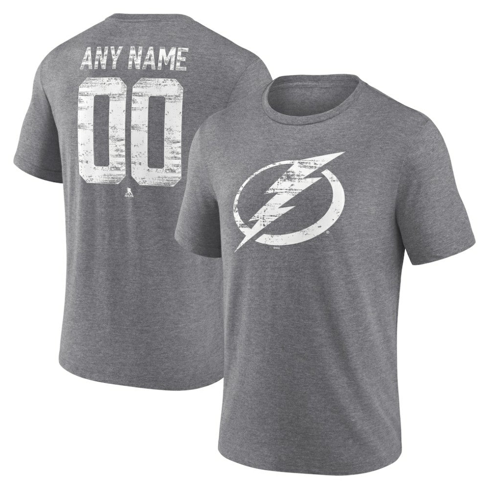 NHL Gray Tampa Bay Lightning Heritage Custom Tri-Blend T-Shirt